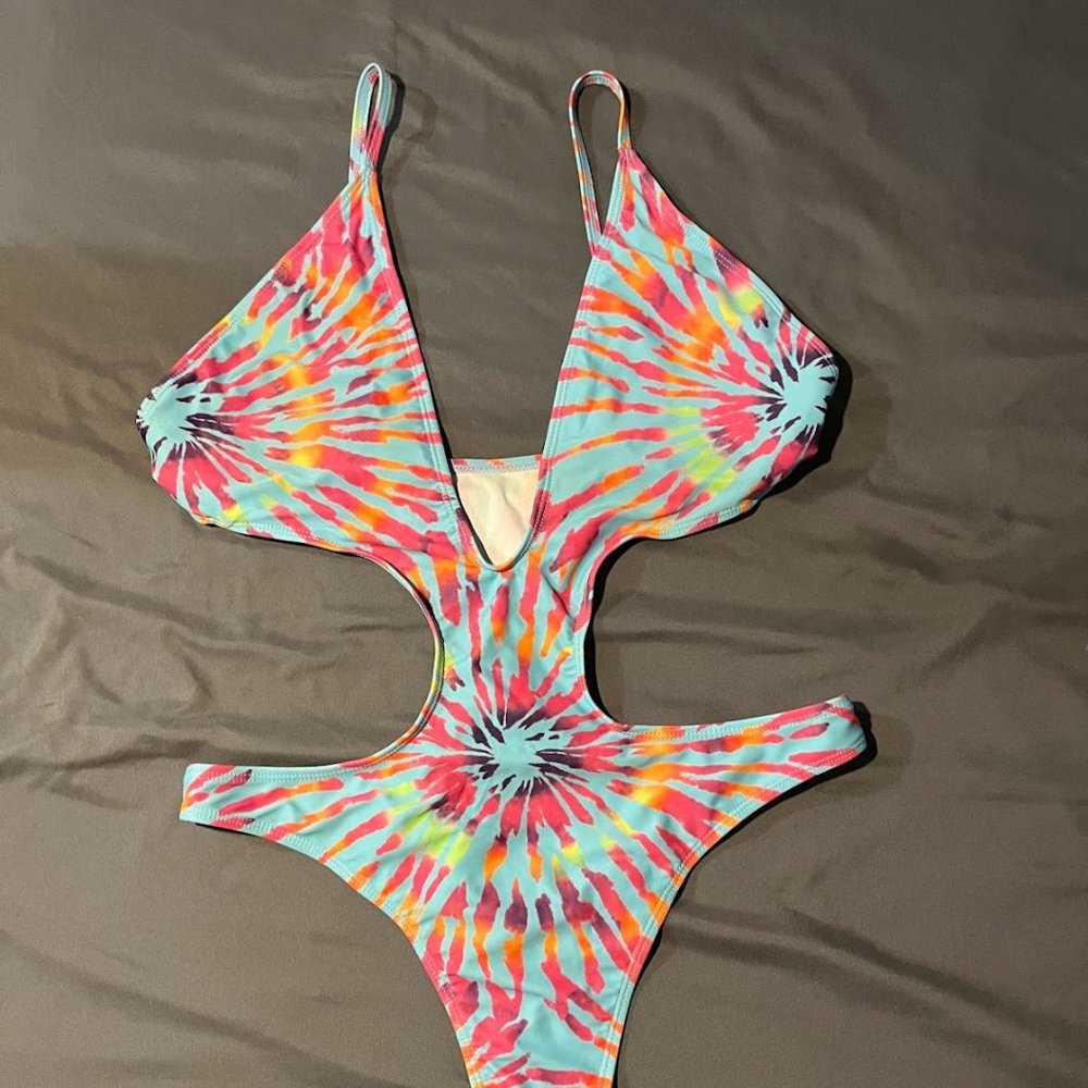 Cut out One Piece with Mesh Coverup